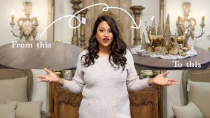 Learn how to decorate a glam round farmhouse tablescape for Christmas with interior designer, Amitha Verma.