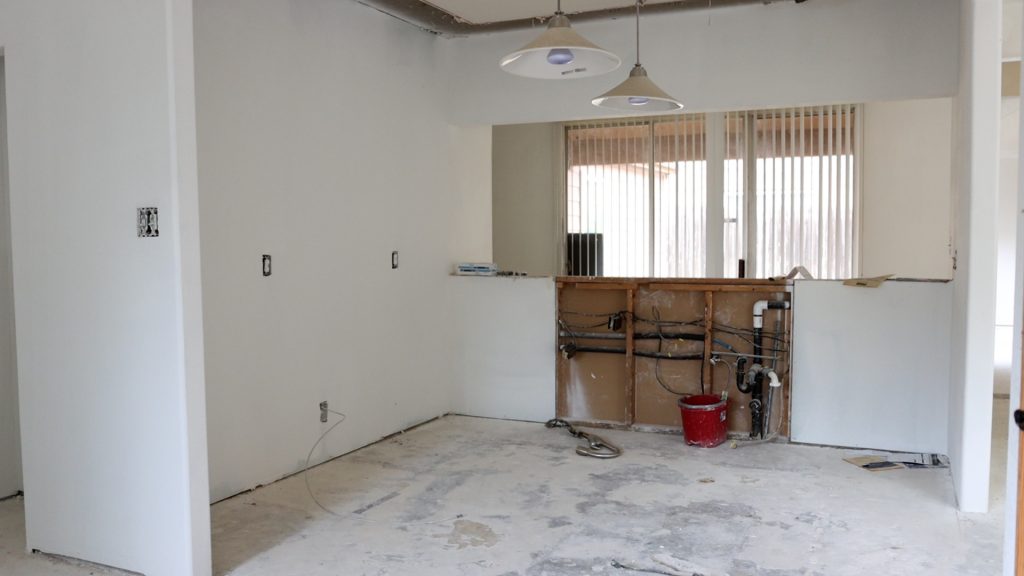 Before shot of a kitchen home renovation that will include farmhouse designs, by Amitha Verma.