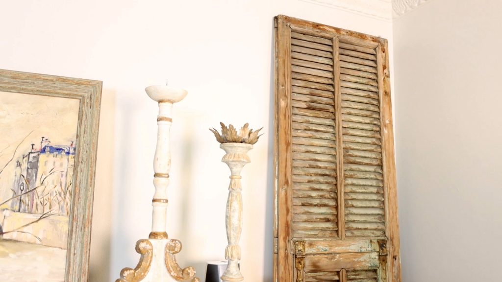 Amitha Verma adds shutters into her home as an easy piece of home decor to swap or keep out as every season French country decor.
