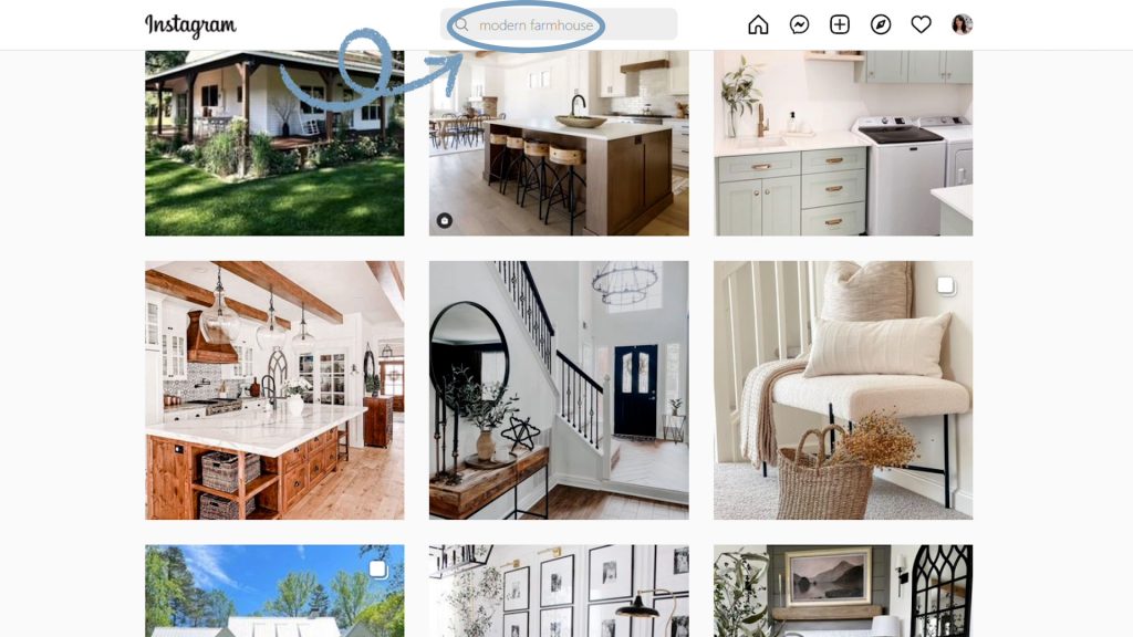 Amitha Verma uses Instagram by typing words like farmhouse, French country, modern farmhouse, and other styles to  vision board like an interior designer. 