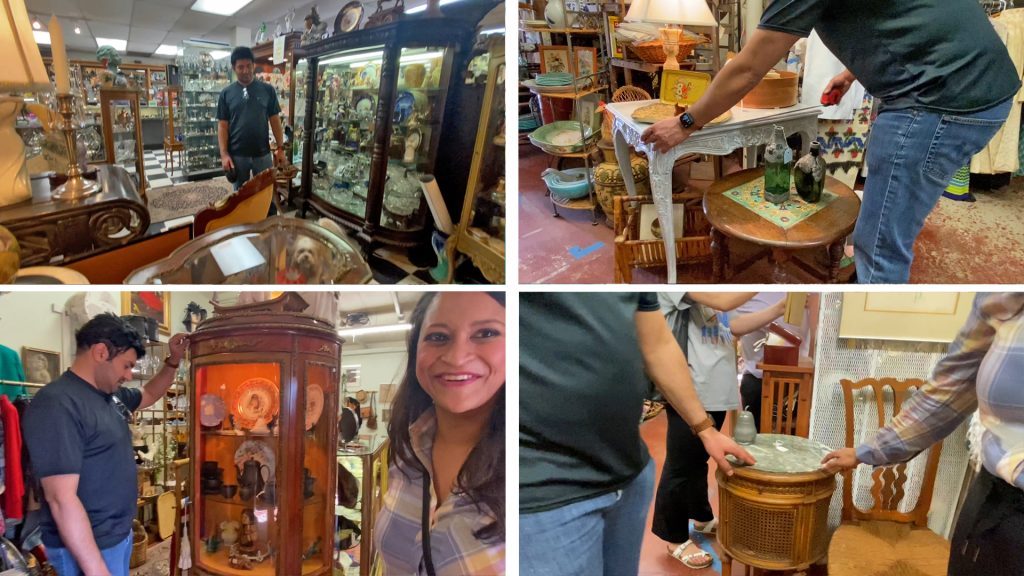After walking through the whole antique shop and pinpointing all of the pieces that Amitha Verma was drawn to, she took her husband on a tour of her picks so they could eliminate what they didn’t agree on.