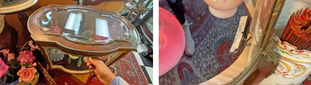 While on an antique shop with me trip in California, Amitha Verma found a jewelry table that she had to turn down because the price tag was out of budget.