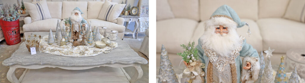 Amitha Verma created a centerpiece on her coffee table with gold and white accents to match the tree.
