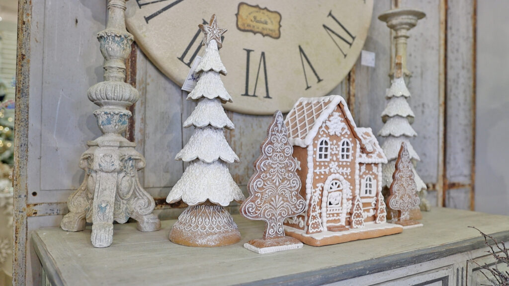 Amitha Verma designed gingerbread houses and trees for Village Antiques’ holiday collection.