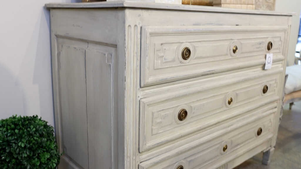 The final reveal of Amitha Verma’s furniture makeover of a chest of drawers at Village Antiques.